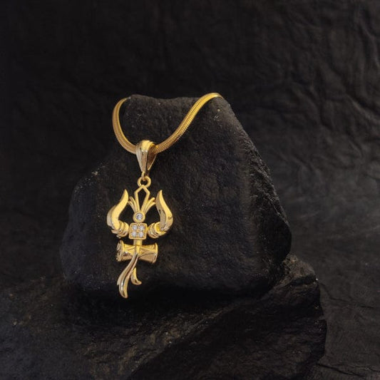 Trishul Om and Damru Pendant with Chain